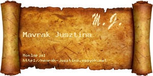 Mavrak Jusztina névjegykártya